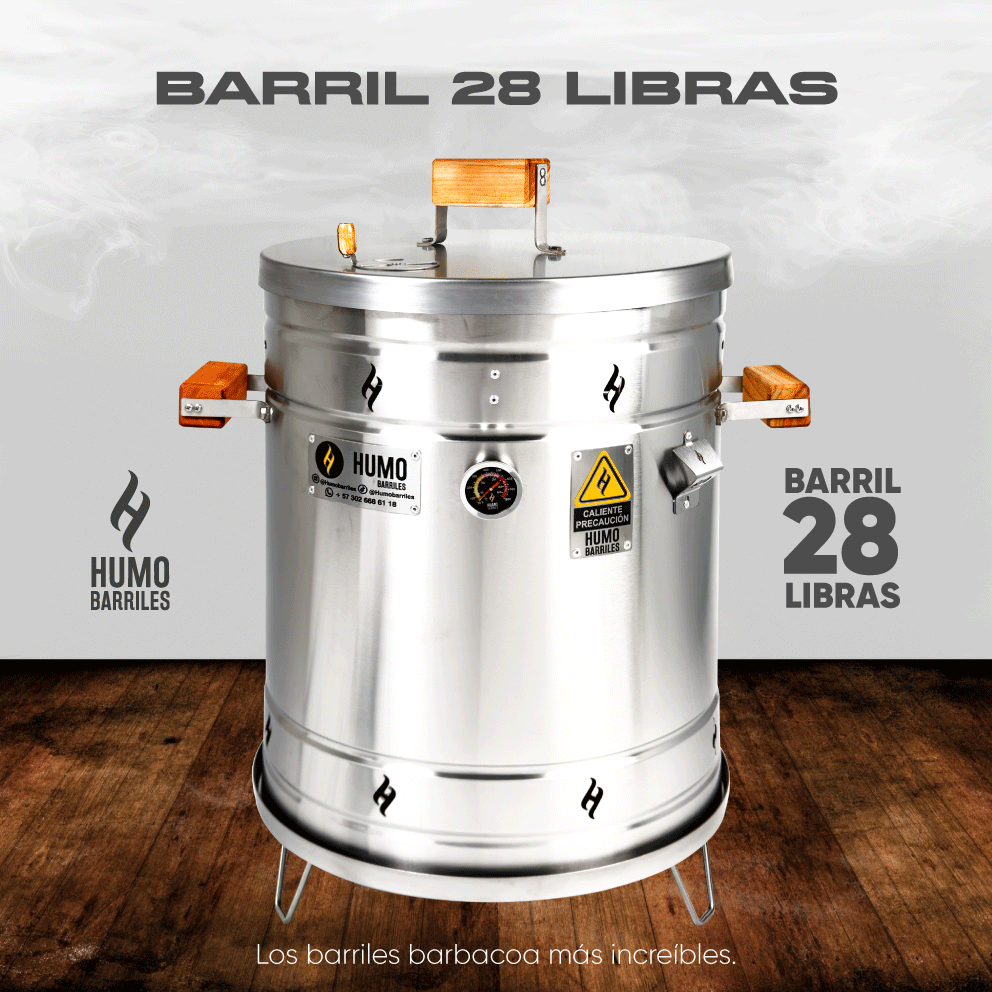 BARRIL ASADOR 28 LIBRAS + ACCESORIOS (Parrilla abatible – Carbonera – Haladores – Ganchos – Cenicero)